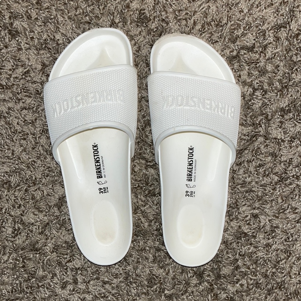 white birkenstock rubber sandals
